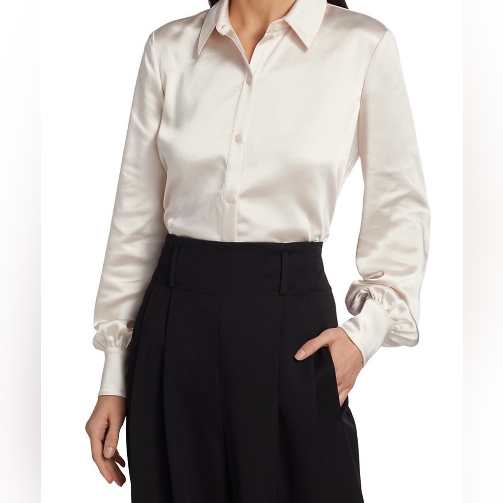 Kate Spade Satin Pastis Blouse - Cream Rose & size 2